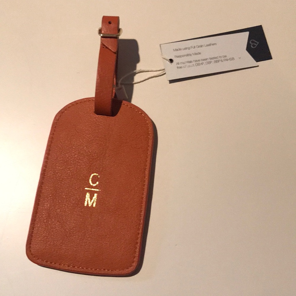 NWT Leather luggage tag personalized CM